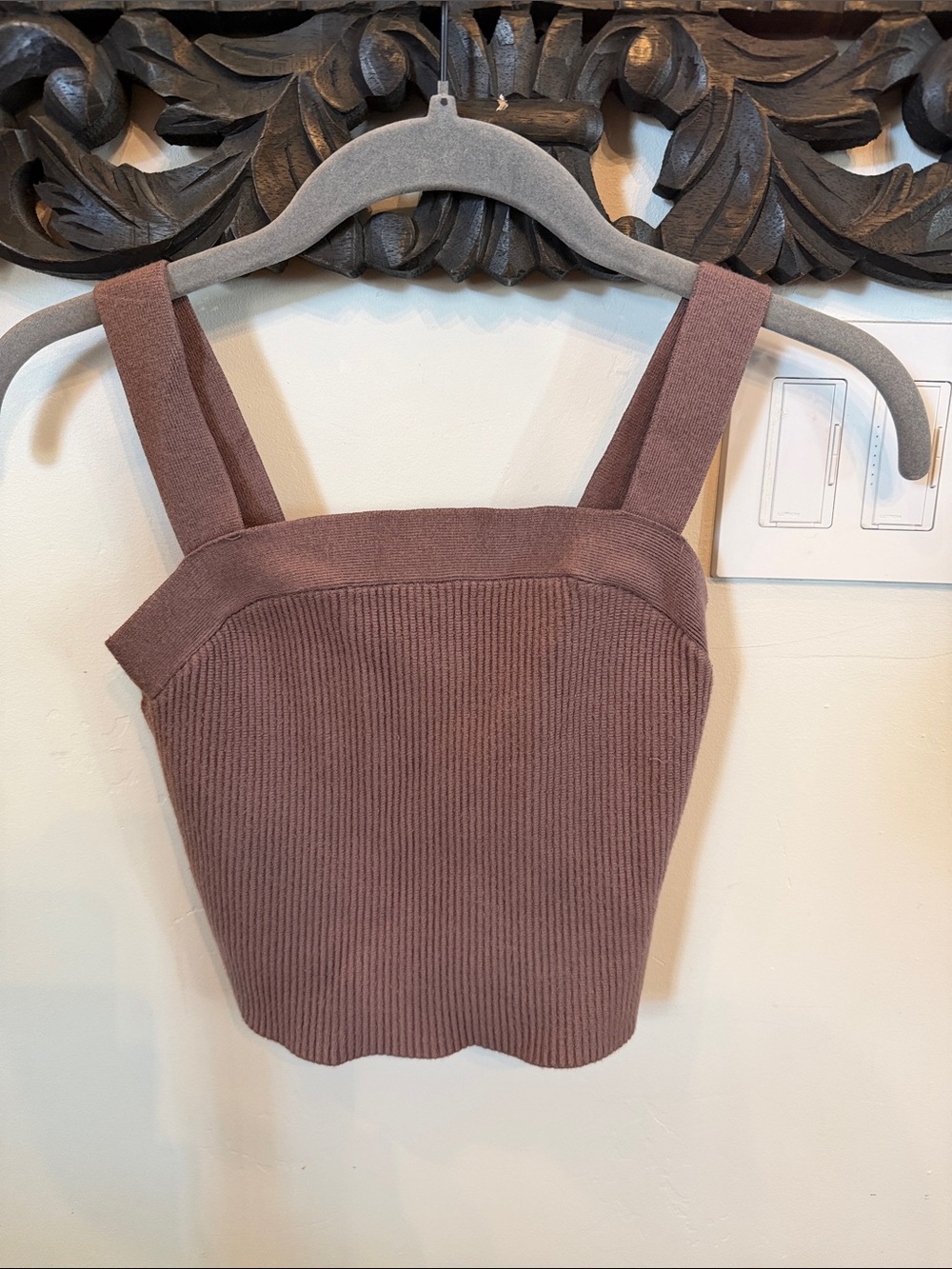 Abercrombie & Fitch Women's Ribbed Square-Neck Tank Top - Brown